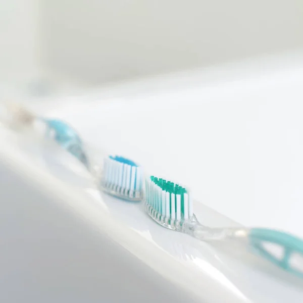 Two Toothbrushes Sink — Stock Photo, Image