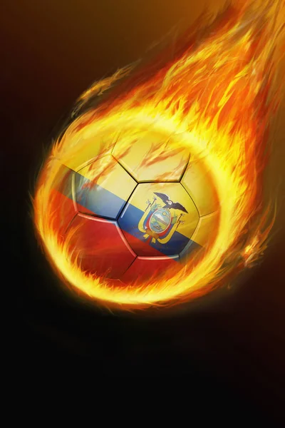 Flaming Ecuador Soccer Ball — Stock Photo, Image