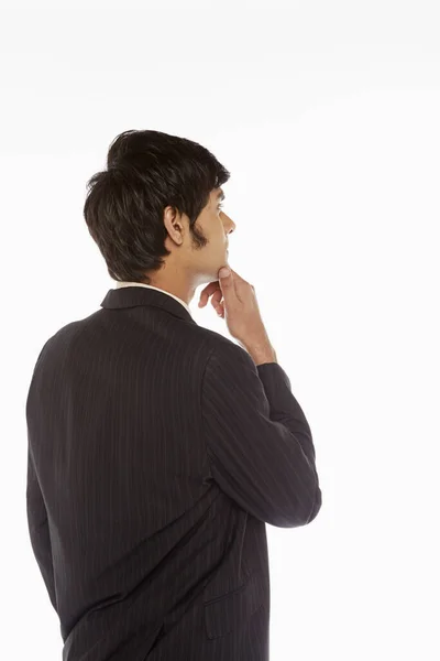 Empresario Contemplando Sobre Fondo Blanco — Foto de Stock