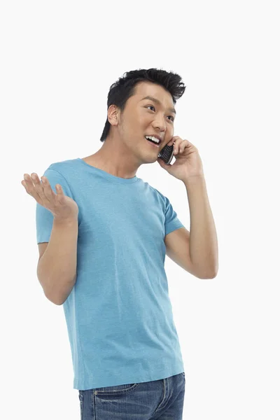Man Smiling Talking Phone — Stock Photo, Image