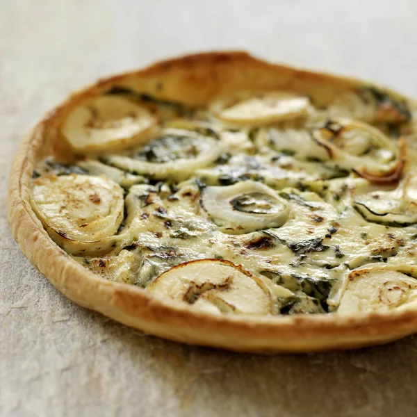 Formaggio Capra Italiano Quiche Spinaci — Foto Stock