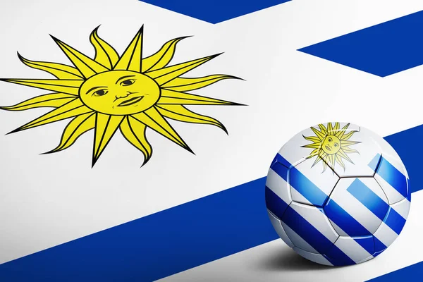 Bandeira Uruguai Com Bola Futebol — Fotografia de Stock