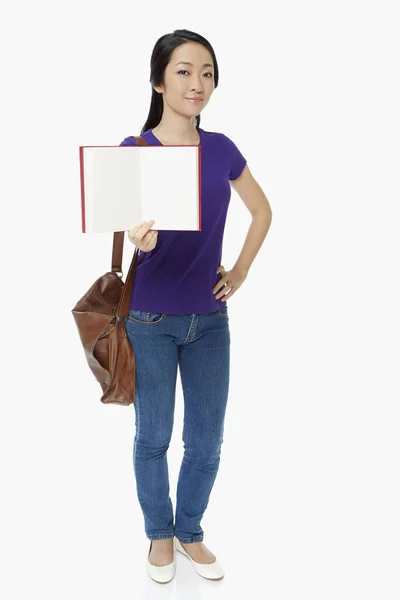 Woman Holding Opened Book — Stock Photo, Image