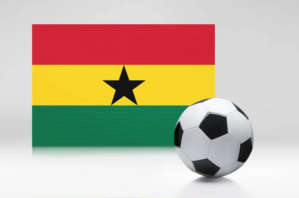 Ghána Zászló Egy Focilabdával — Stock Fotó