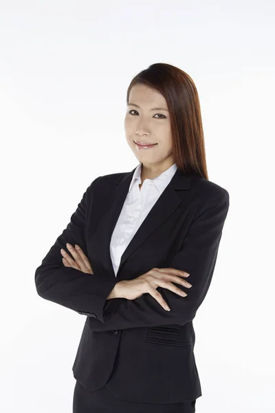 Businesswoman Smiling Arms Crossed — Stock Photo, Image
