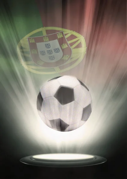 Una Pelota Fútbol Con Bandera Portugal Telón Fondo — Foto de Stock