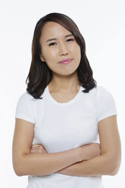 Retrato Uma Mulher Sorrindo — Fotografia de Stock