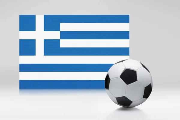 Drapeau Grèce Avec Ballon Football — Photo