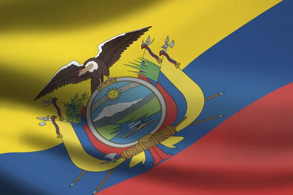 Ecuador Flagge Schwenkt Banner — Stockfoto