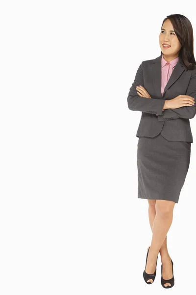 Businesswoman Leaning Wall — Stock Photo, Image