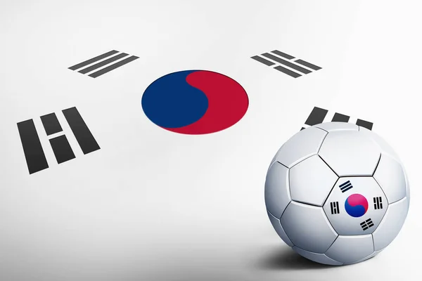 South Korea flag with soccer ball