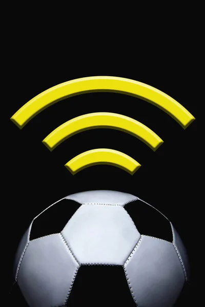Balón Fútbol Transmitiendo Señal Wifi —  Fotos de Stock