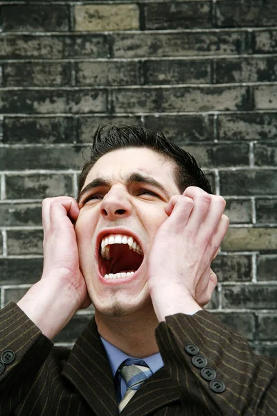 Stressed Out Businessman Screaming — Stock Photo, Image