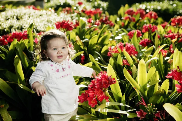 Mädchen Posiert Mit Schönen Pflanzen — Stockfoto