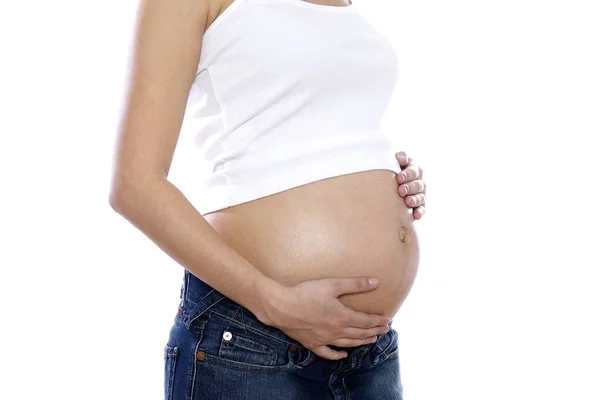 Pregnant Woman Touching Her Stomach — Stock Photo, Image