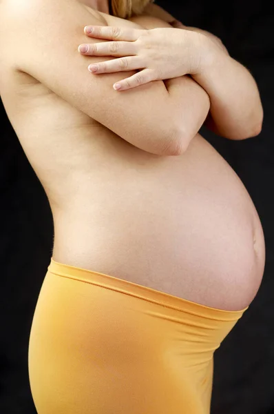 Oben Ohne Schwangere Frau Nahaufnahme — Stockfoto