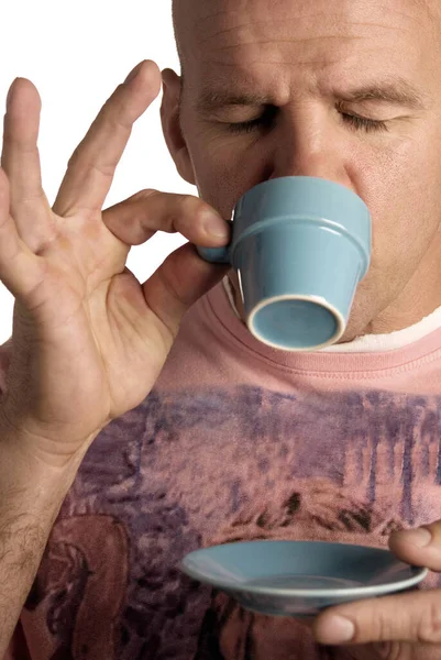 Mężczyzna Pijący Kawę Zbliżenie — Zdjęcie stockowe