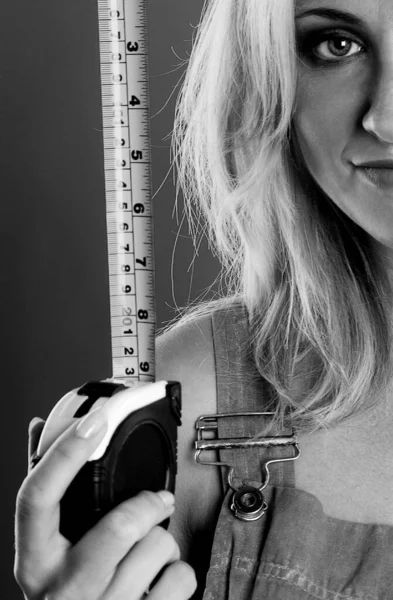 Woman Holding Measurement Tape — Stock Photo, Image