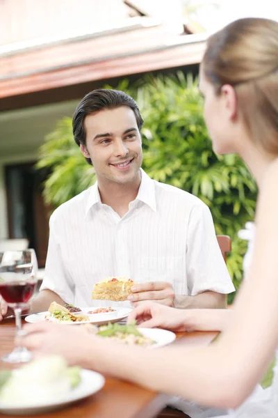 Couple Enjoying Teatime Garden — Stock Photo, Image