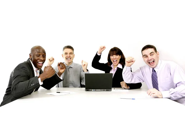 白人に歓喜する企業の人々 — ストック写真