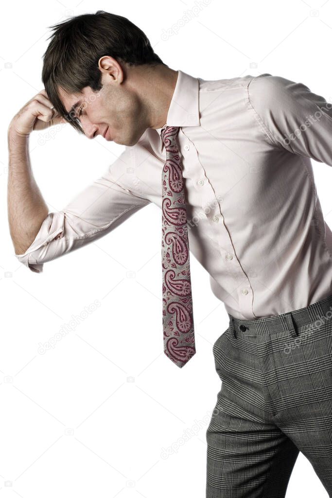 Businessman flexing his muscle