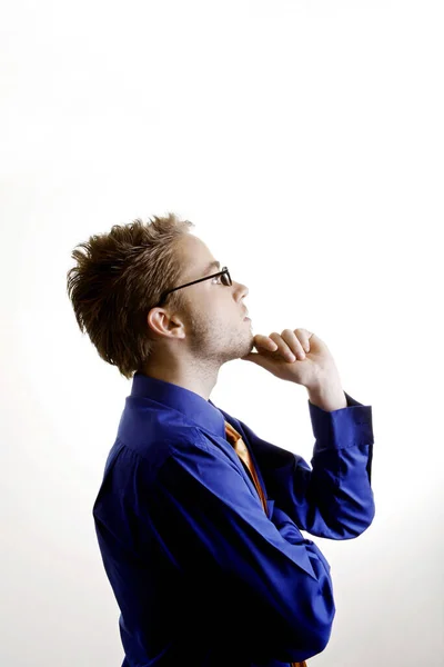 Young Businessman Glasses Thinking — Foto de Stock