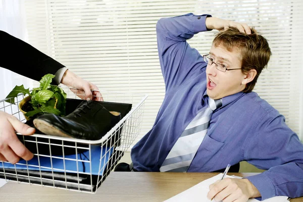 Affärsman Chock Håller Hand Huvudet — Stockfoto