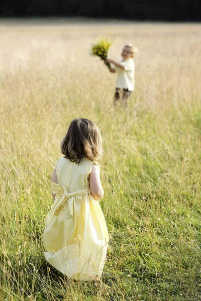 野原で遊ぶ子供たち — ストック写真
