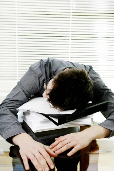 Businessman Sleeping Table — Stock Photo, Image