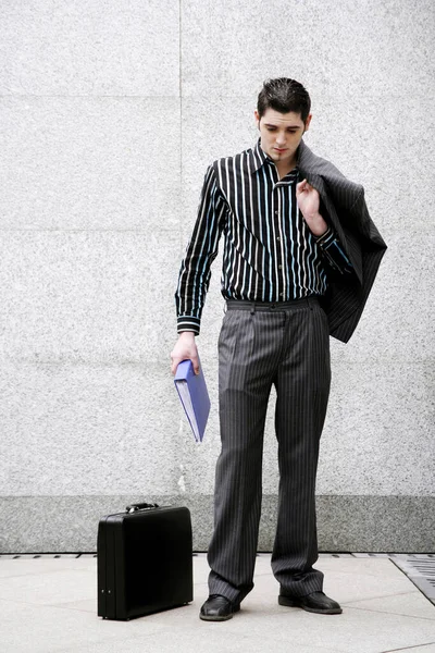 Businessman Holding His Coat Document — Stockfoto