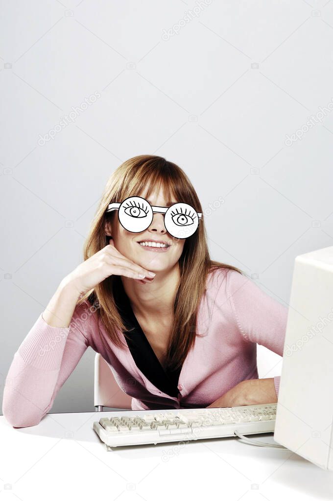 young businesswoman wearing spectacles