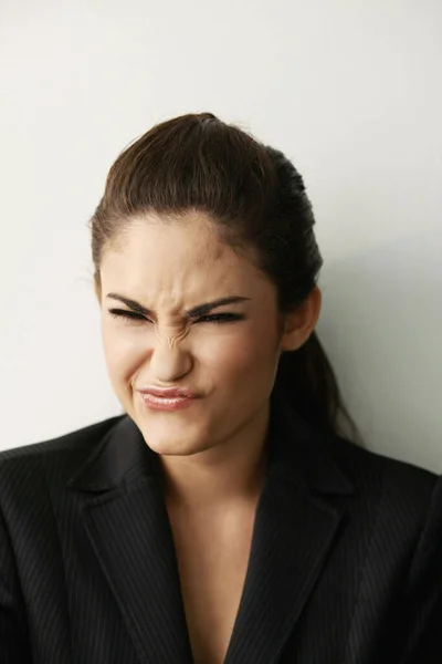 Mujer Negocios Haciendo Una Cara — Foto de Stock