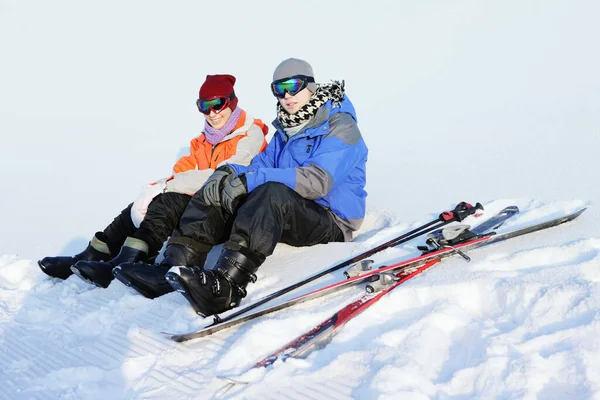 Homme Femme Relaxent Après Ski — Photo