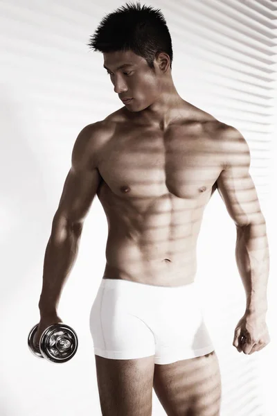 Asiático Hombre Con Muscular Construir — Foto de Stock