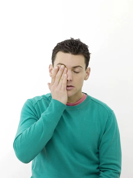 Man Feeling Sleepy Studio Shot Royalty Free Stock Photos