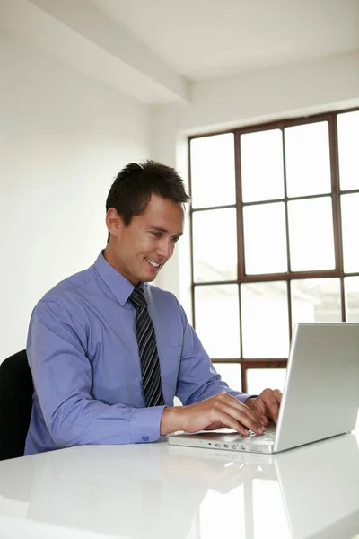 Hombre Negocios Usando Portátil —  Fotos de Stock