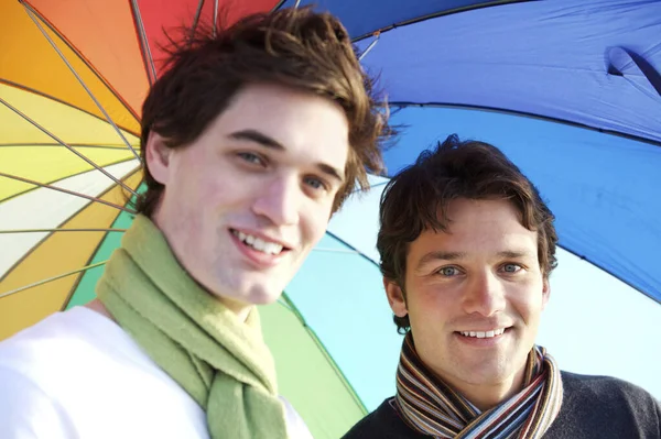 Two Men Umbrella — Stock Photo, Image