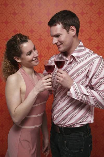 Man Woman Toasting Red Wine — Stock Photo, Image