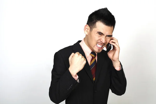 Frustrado Hombre Negocios Hablando Por Teléfono — Foto de Stock