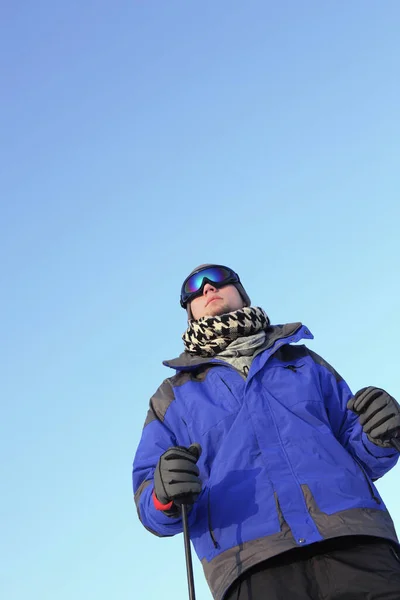 Uomo Sciare Nella Giornata Invernale — Foto Stock