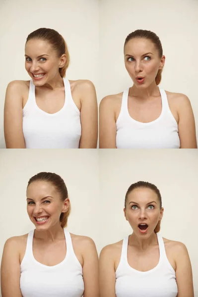 Mujer Con Varias Expresiones Faciales — Foto de Stock