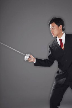 Eskrim folyosu olan bir iş adamı