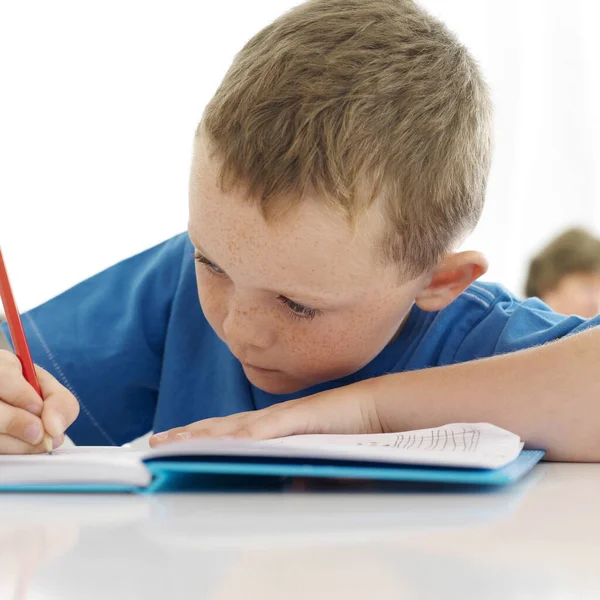 Boy Writing Book — Stock Photo, Image