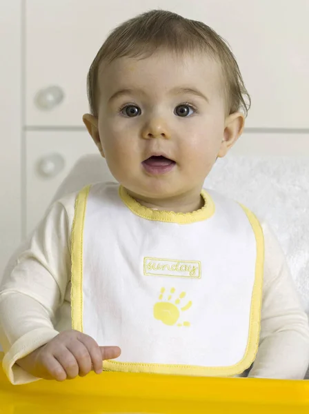 Baby Girl Wearing Bib — Stock Photo, Image