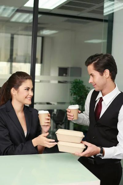 Business People Take Out Food — Stock Photo, Image