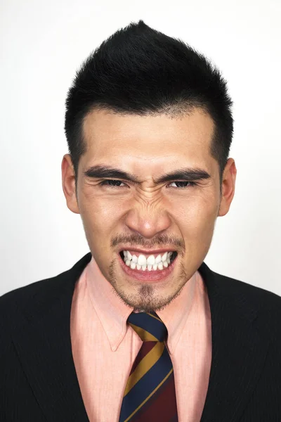 Homem Negócios Irritado Apertando Dentes — Fotografia de Stock