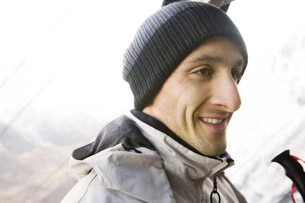 Male Skier Smiling Close — Stock Photo, Image