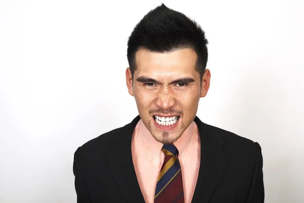 Homem Negócios Irritado Apertando Dentes — Fotografia de Stock