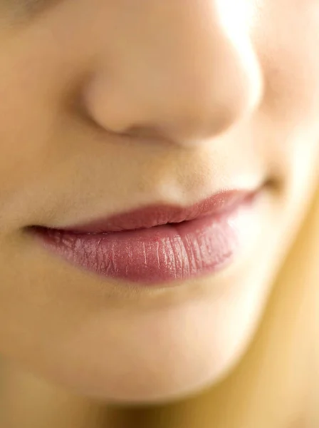 Labios Femeninos Vista Cerca — Foto de Stock