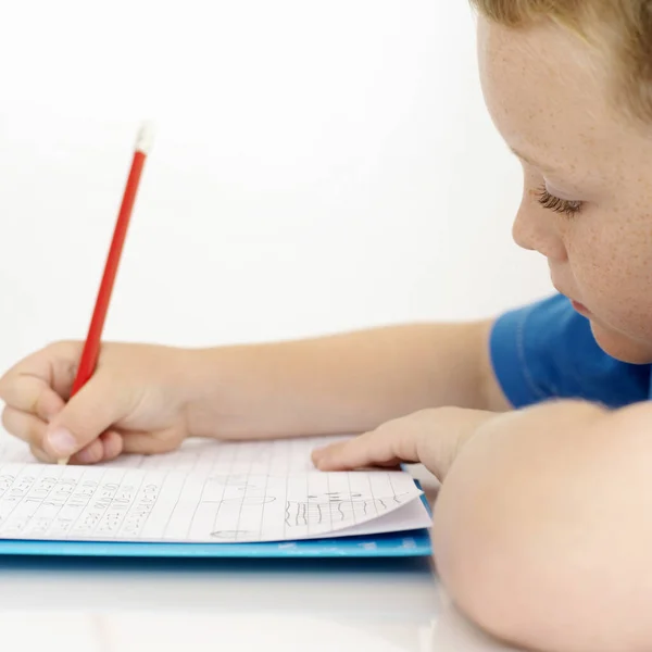 Boy Writing Book — Stock Photo, Image